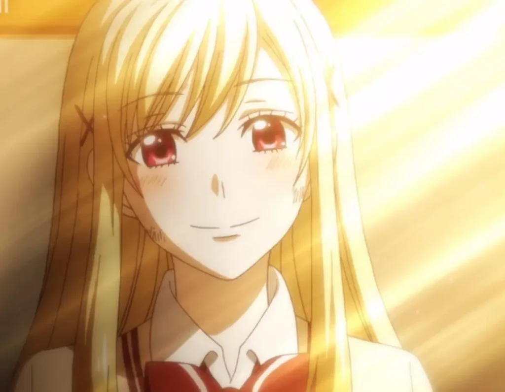 Urara Shiraishi from Yamada-kun and the Seven Witches smiling softly in warm sunlight.
